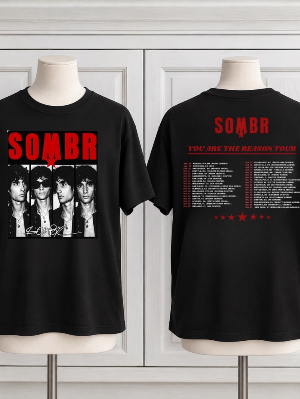Sombr You Are The Reason Tour Dates Multi Photo Signature Vintage Black T-Shirt